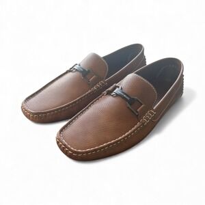 Aston Marc Mens Tan Leather Perforated Driving Moccasins Loafers Shoes US 13